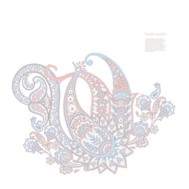 Paisley Vektör Deseni. İzole edilmiş Asya İllüstrasyonu