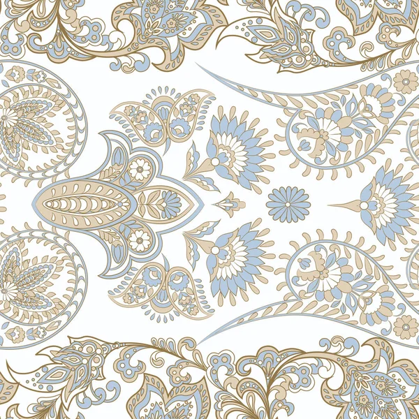 Çiçeksiz desenli desenli şal desenli süs. Asya tekstil biçiminde vektör illüstrasyonu 