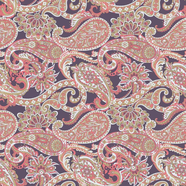 Векторный Рисунок Пейсли Бесшовный Фантастический Цветок Листья Текстильная Богемная Печать — стоковый вектор