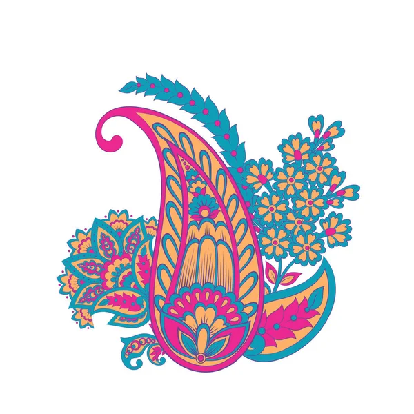 Paisley ile izole edilmiş Hint deseni.