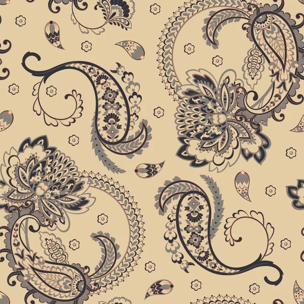 Paisley vektör kusursuz desen. Muhteşem çiçek, yapraklar. Batik tarzı resim. Eski arkaplan