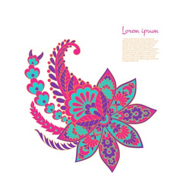 Paisley izole desen. Batik tarzı vintage illüstrasyon