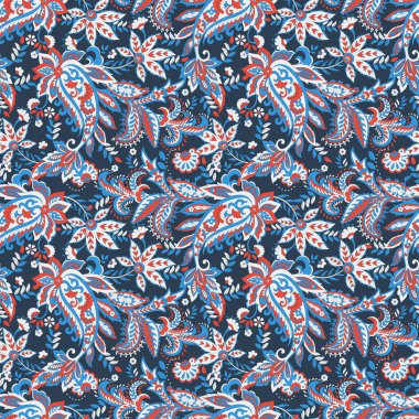 Paisley çiçekli vektör pürüzsüz desen
