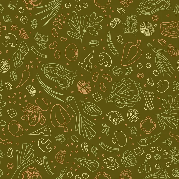 野菜野菜とシームレスなパターン 食品のベクトルの背景 — ストックベクタ