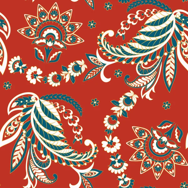 Modèle Vectoriel Paisley Fond Textile Asiatique Sans Couture — Image vectorielle