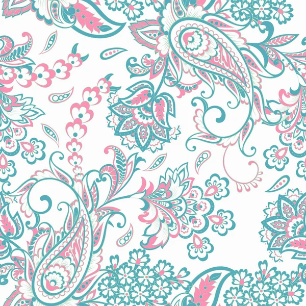 Paisley vektör seamless modeli. Fantastik çiçek yaprakları. Tekstil bohem Yazdır. Batik boyama. Vintage