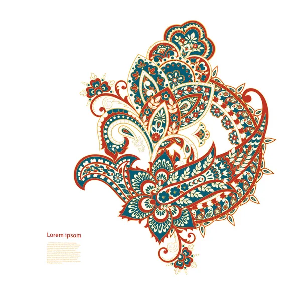 インド ペルシャペイズリー孤立した装飾 — ストックベクタ