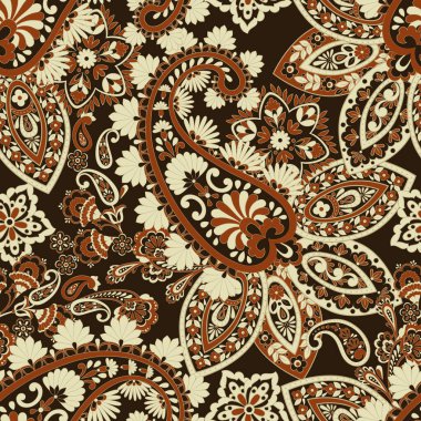 Şal desenli, desensiz bir süs. Çiçek dekoru süsleyin. Vektör illüstrasyonu