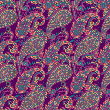 Paisley deseni. Kusursuz Asya Tekstil Arkaplanı
