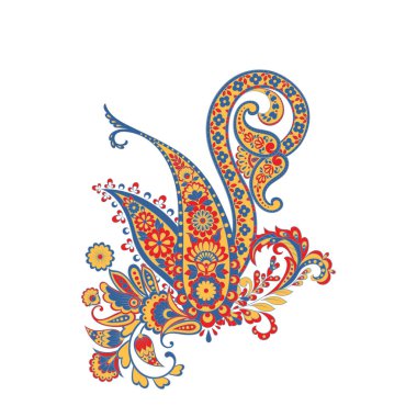 Paisley izole desen. Damask biçimi Vintage illüstrasyonu