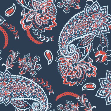 Paisley dikişsiz desen. damasör vektör arkaplanı