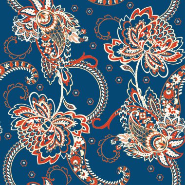 Paisley dikişsiz çiçek deseni. Damask vintage arkaplanı