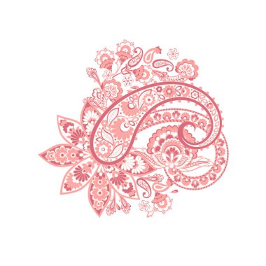 Paisley Vektör Deseni. İzole edilmiş Asya İllüstrasyonu