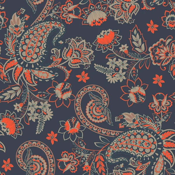 Patrón Paisley Fondo Floral Vintage Sin Costuras — Archivo Imágenes Vectoriales