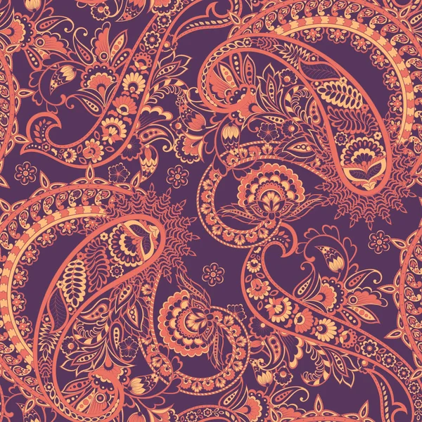Paisley Seamless Pattern Vintage Background Batik Style — Stock Vector