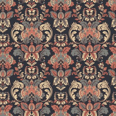 Çiçeksiz, desensiz, klasik bir çiçek. Klasik Barok duvar kâğıdı. Kusursuz vektör arkaplanı