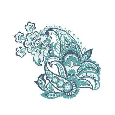 Paisley Vektör Deseni. İzole edilmiş Asya İllüstrasyonu