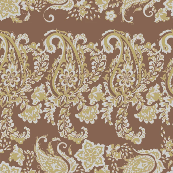 Ornement Vectoriel Batik Folklorique Paisley Floral Motif Sans Couture — Image vectorielle