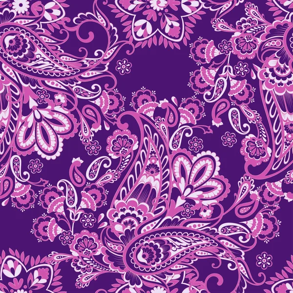 Paisley Vektor Nahtloses Muster Fantastische Blume Blätter Malerei Batikstil Vintage — Stockvektor