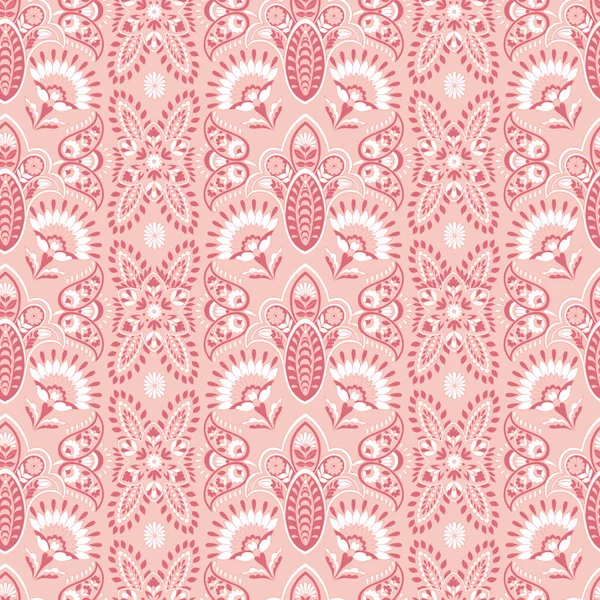 Bloemen Naadloos Patroon Indiase Batik Stijl — Stockvector