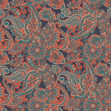 Paisley tarzı, çiçeksiz desen. Süslü Damask arkaplanı
