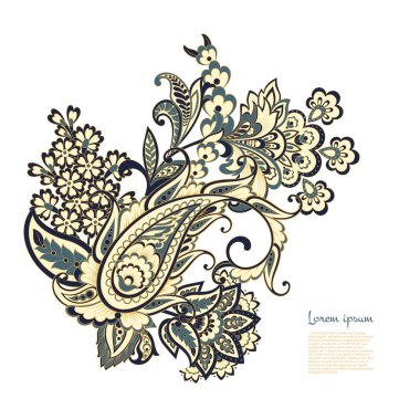 Paisley Çiçek Doğulu Etnik Düzen. Vektör Arapça Süslemesi