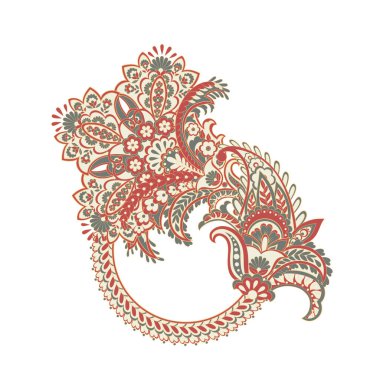 Paisley izole desen. Batik tarzı vintage illüstrasyon