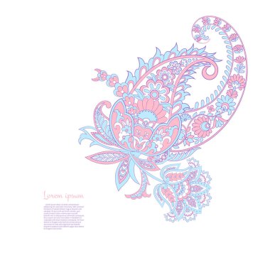 Paisley renkli vektör süsü. 