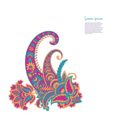 Paisley izole desen. Batik tarzı vintage illüstrasyon