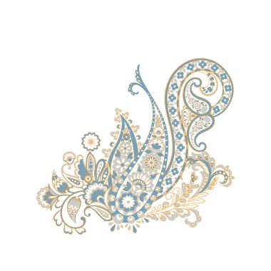 Paisley izole desen. Damask biçimi Vintage illüstrasyonu