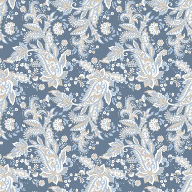 Hint tarzı çiçeklerle Paisley seamless modeli. 