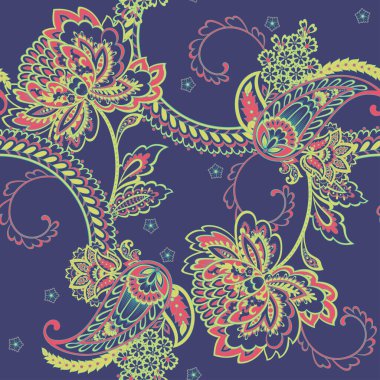 Paisley dikişsiz desen. Hint süsü. 