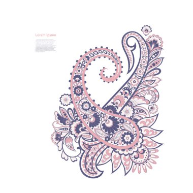 Paisley izole edilmiş. Tasarım için izole edilmiş desenli kart. Paisley vektör deseni