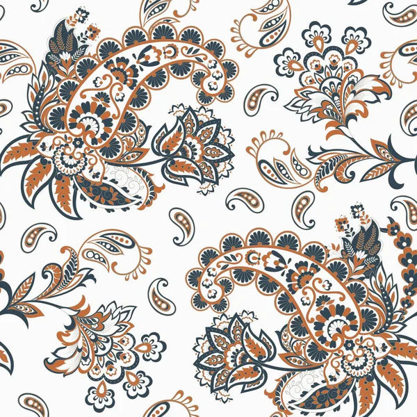 Paisley Floral Oriental Ethtern Patrones Tela India Ornamental Inconsútil — Archivo Imágenes Vectoriales