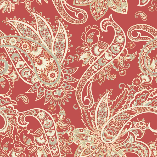 Paisley Vektor Nahtloses Muster Fantastische Blume Blätter Textil Boheme Print — Stockvektor