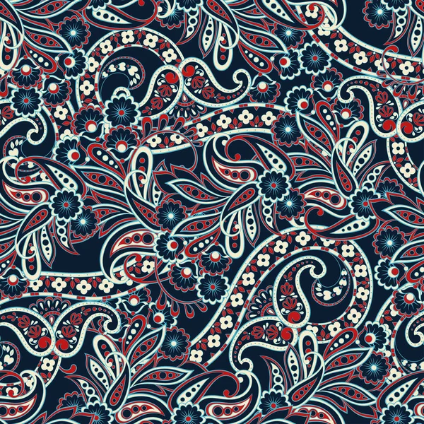 Estilo Paisley Padrão Sem Costura Floral Vector Fundo Damasco Ornamental —  Vetores de Stock