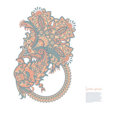 Paisley Çiçek Doğulu Etnik Düzen. Vektör Arapça Süslemesi