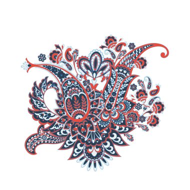Paisley Çiçek Oryantal İzole Desen