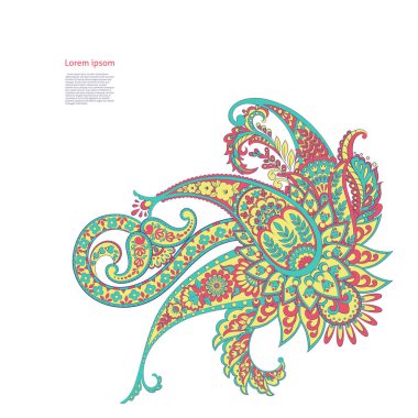 Paisley vektör deseni. Muhteşem çiçek, yapraklar