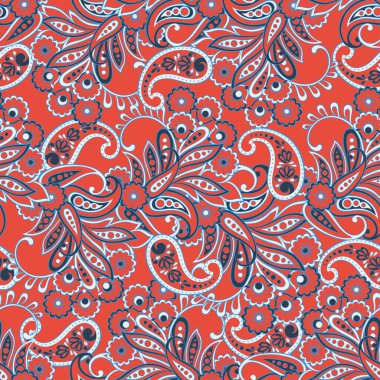 Paisley çiçekli, dikişsiz desen