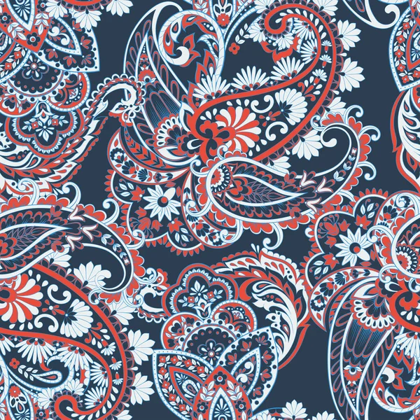 Пейсли Векторный Образец Бесшовный Азиатский Текстильный Фон — стоковый вектор