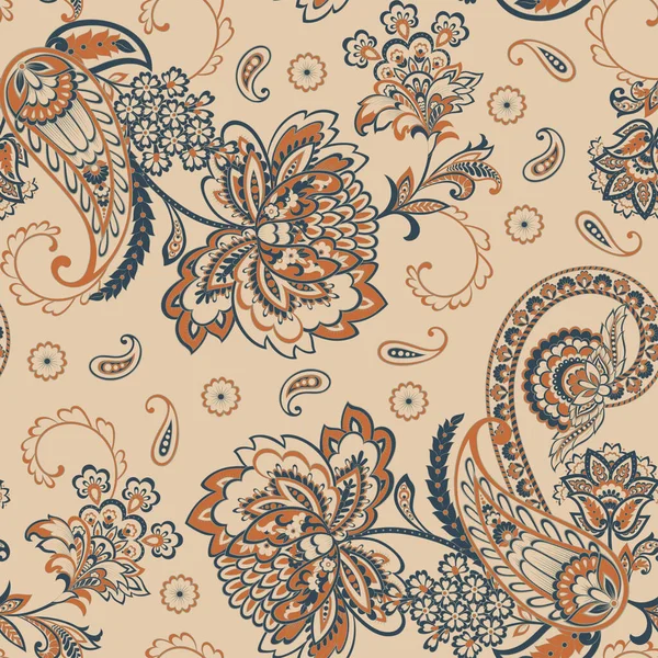 Paisley Dikişsiz Desen Batik Biçiminde Vintage Arkaplan — Stok Vektör