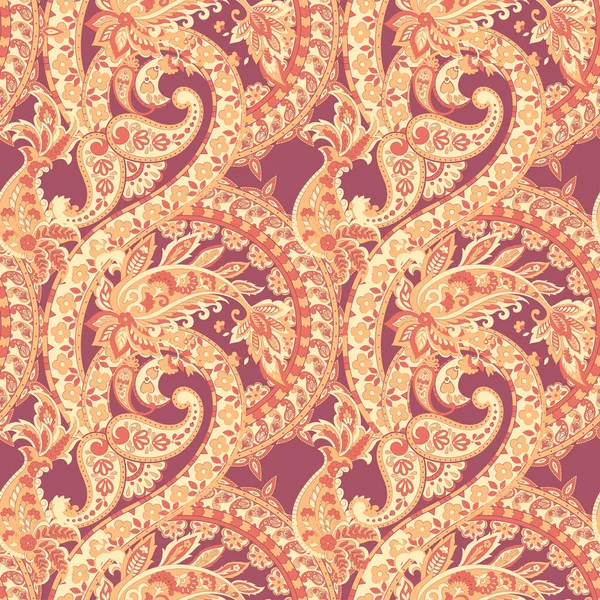 Padrão Sem Costura Com Ornamento Paisley Decoração Floral Ornamentada Ilustração — Vetor de Stock