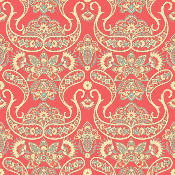 Paisley Padrão Vector Sem Costura Batik Estilo Fundo — Vetor de Stock