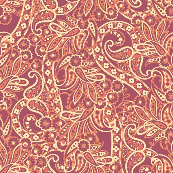 Paisley Style Floral Seamless Pattern Vector Ornamental Damask Background — Stock Vector