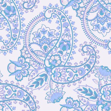 Kusursuz Asya Tekstil Arkaplanı. Paisley Deseni