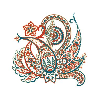 Paisley vektör deseni. Muhteşem çiçek, yapraklar