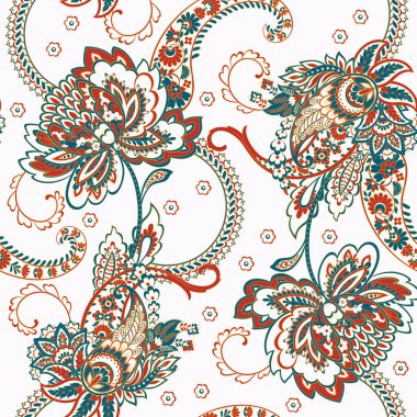 Paisley dikişsiz çiçek deseni. Damask vintage arkaplanı