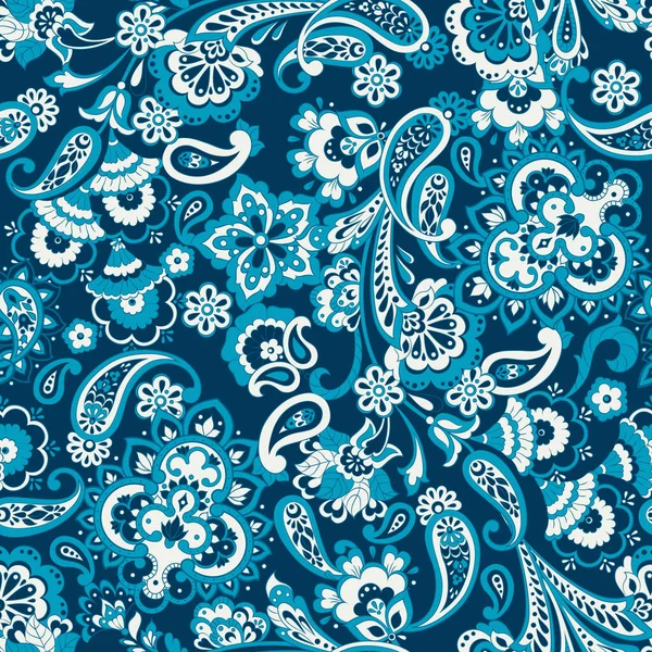 Patrón Sin Costuras Paisley Con Flores Estilo Indio Fondo Vector — Archivo Imágenes Vectoriales