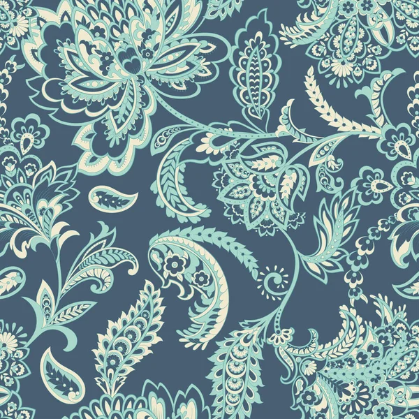 Patrón Sin Costura Floral Con Ornamento Paisley — Vector de stock